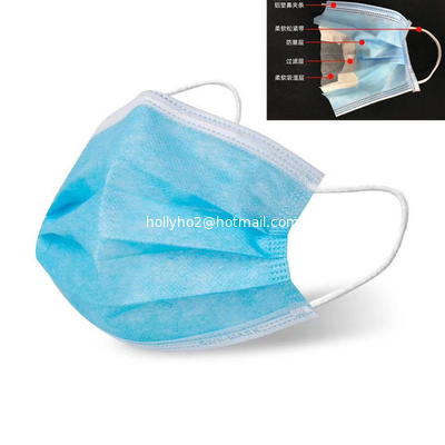 Masque facial jetable de protection individuelle boucle d'oreille plate 3 plis fournisseur